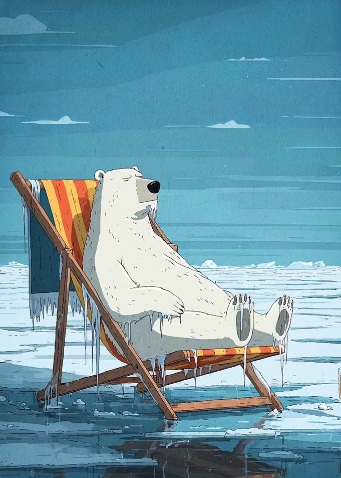 Polar Bear Relaxing in Deck Chair