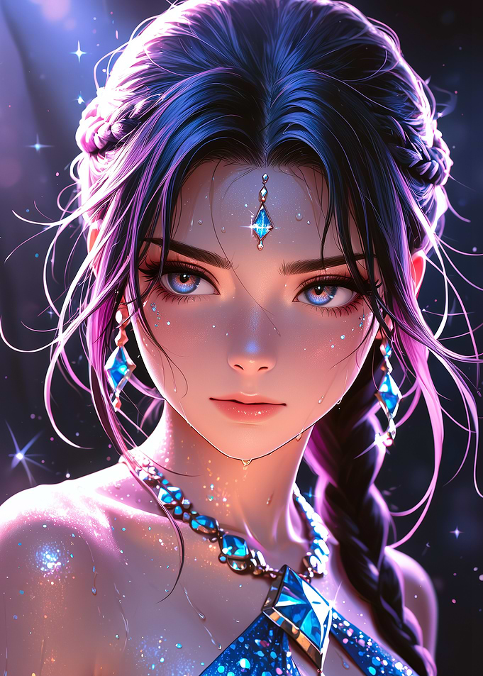 Anime Girl with Blue Jewelry