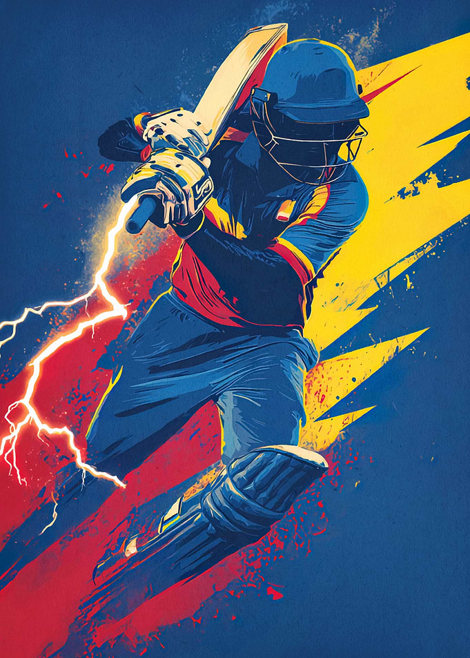 Dynamic Cricket Player Illustration