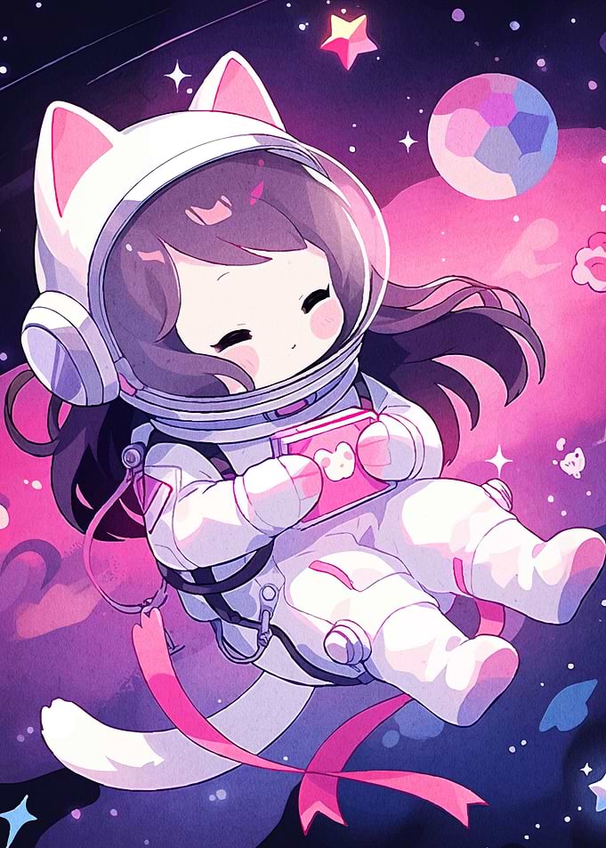 Cute Anime Astronaut Girl Space