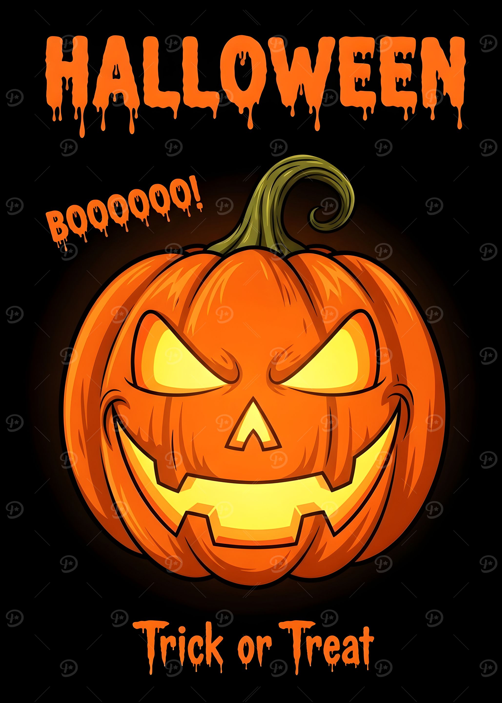 Halloween Pumpkin Cartoon with Text