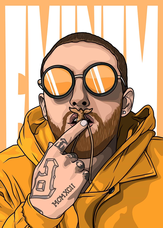 Eminem Illustration with Orange Accents