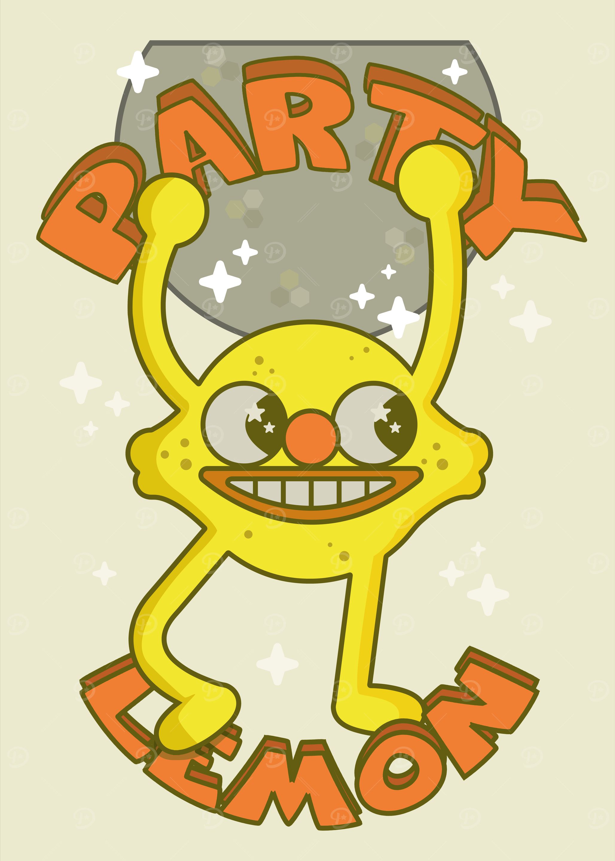 Party Lemon Cartoon Character Illustration