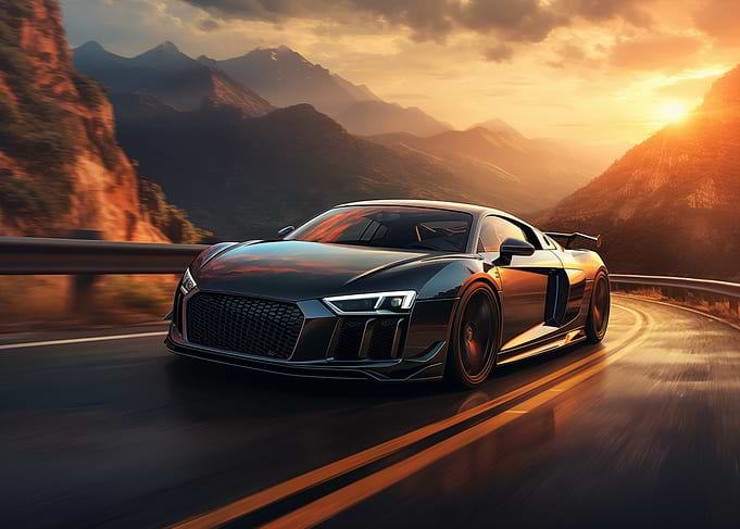 Audi R8 on mountain road