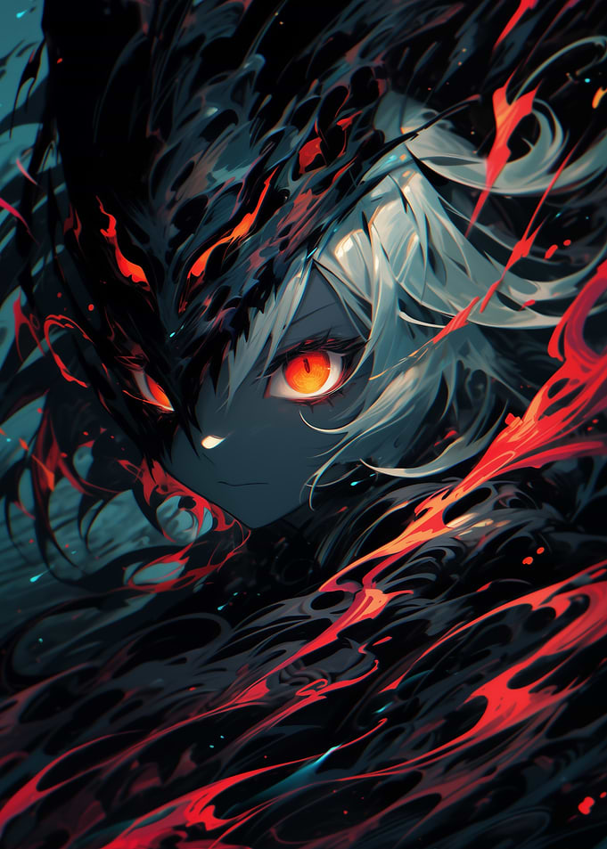Anime Girl with Fiery Aura