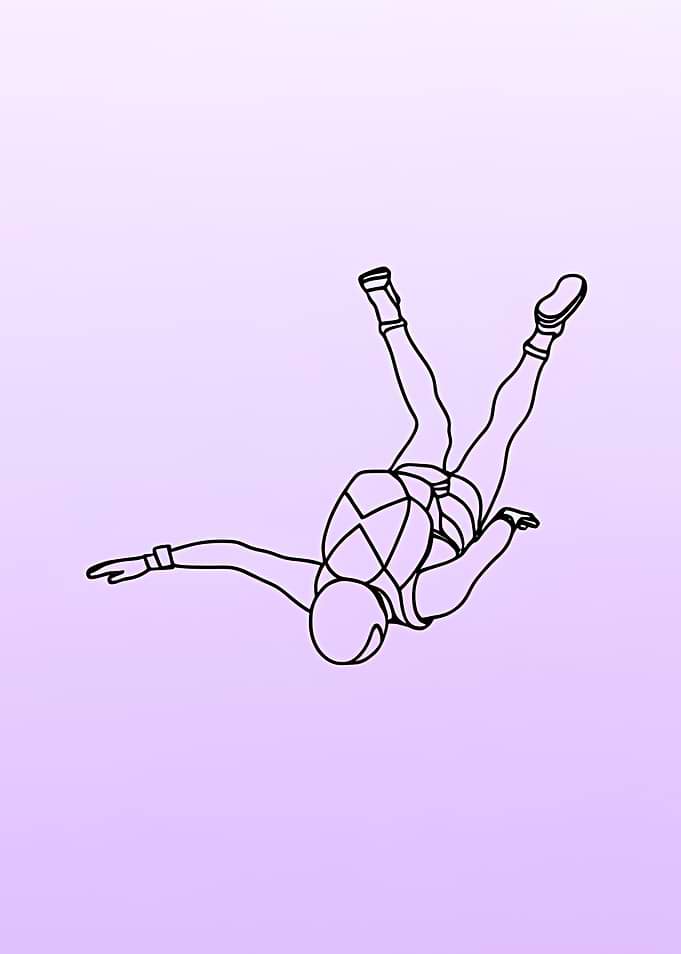 Skydiver in Freefall Minimalist Line Art