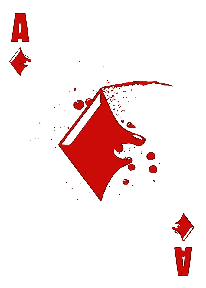 Ace of Diamonds with Blood Splatter