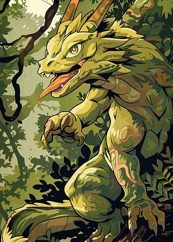 Green Dragon in Forest
