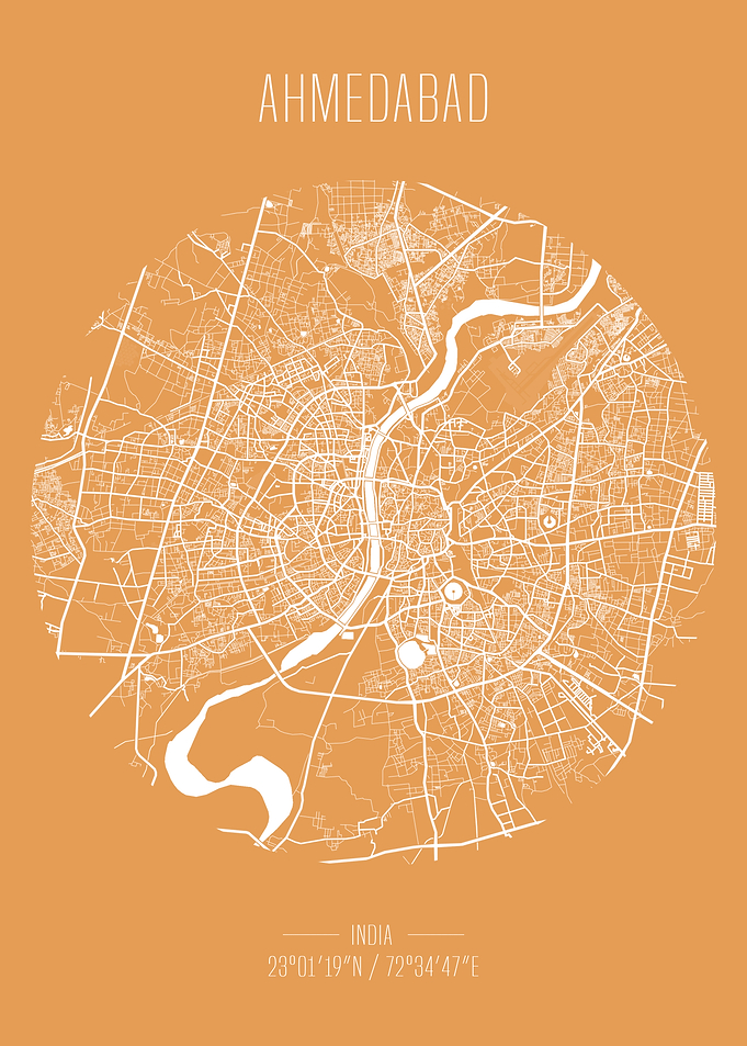 Ahmedabad City Map Art Print