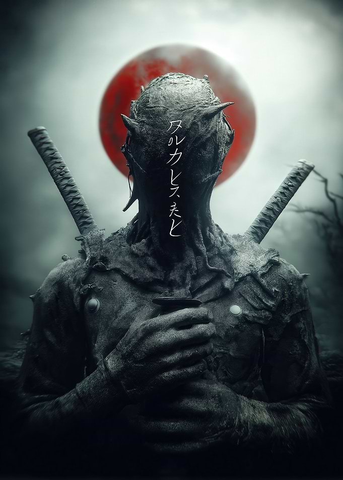 Dark Samurai with Red Moon