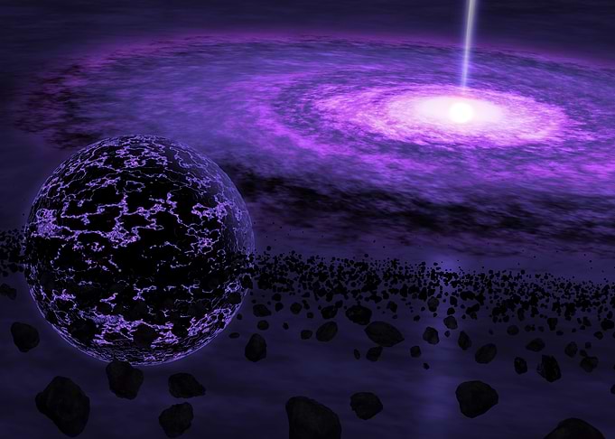 Galaxy with Planet and Asteroids