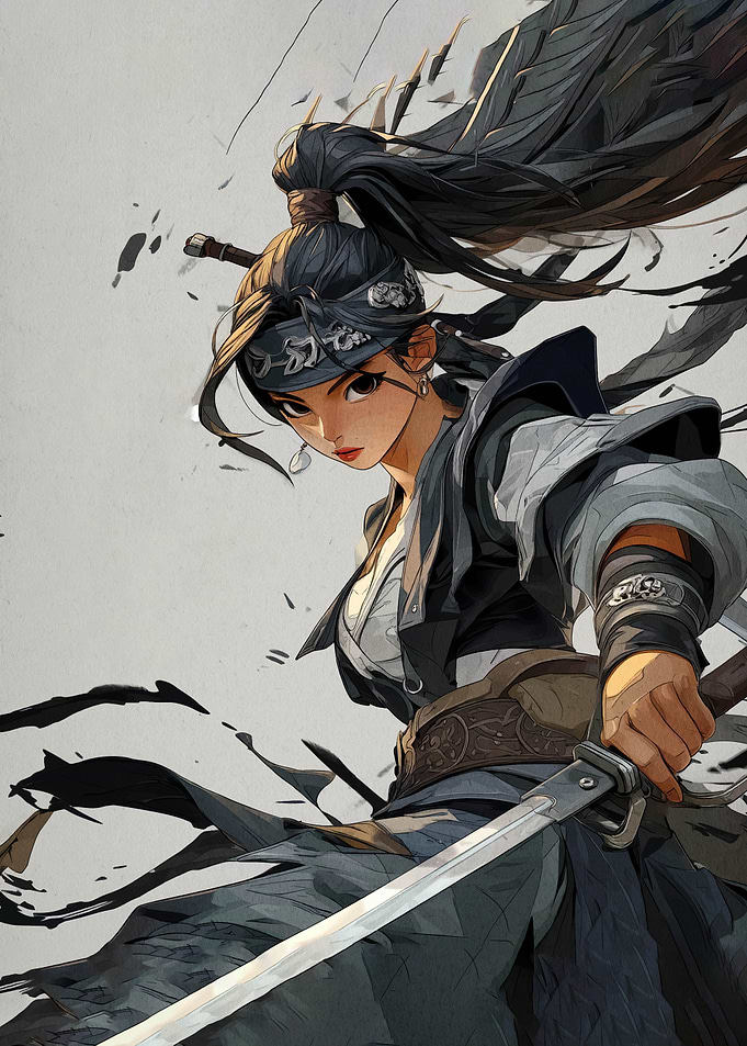 Anime Warrior Woman with Sword