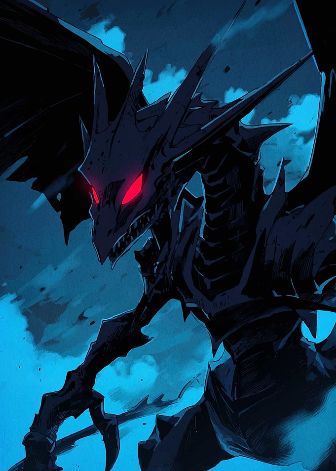 Dark Dragon with Red Eyes Illustration