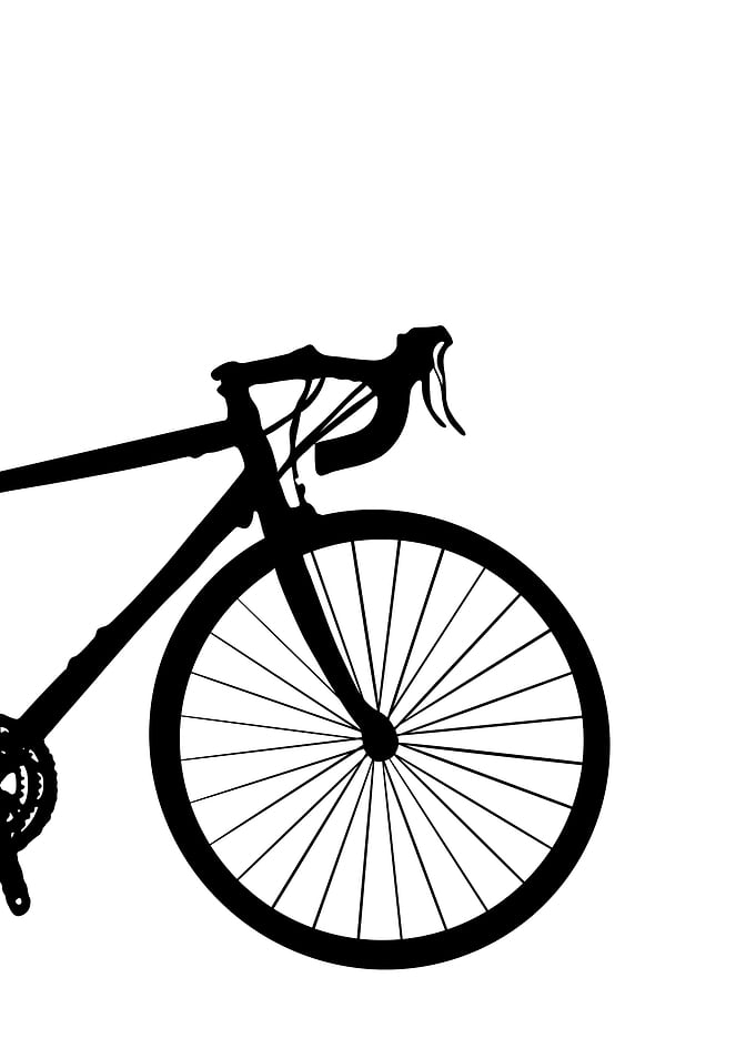 Black Bicycle Silhouette on White Background