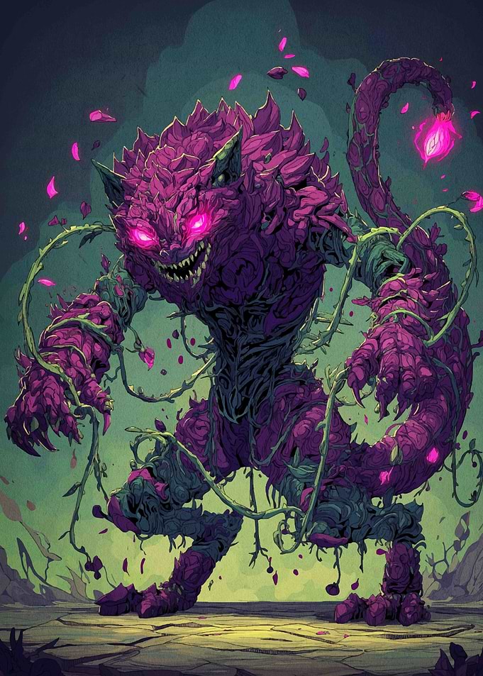 Floral Monster with Glowing Eyes