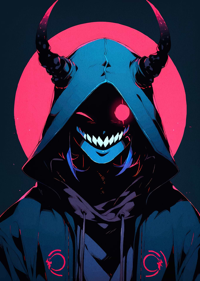 Hooded Demon Glowing Eye