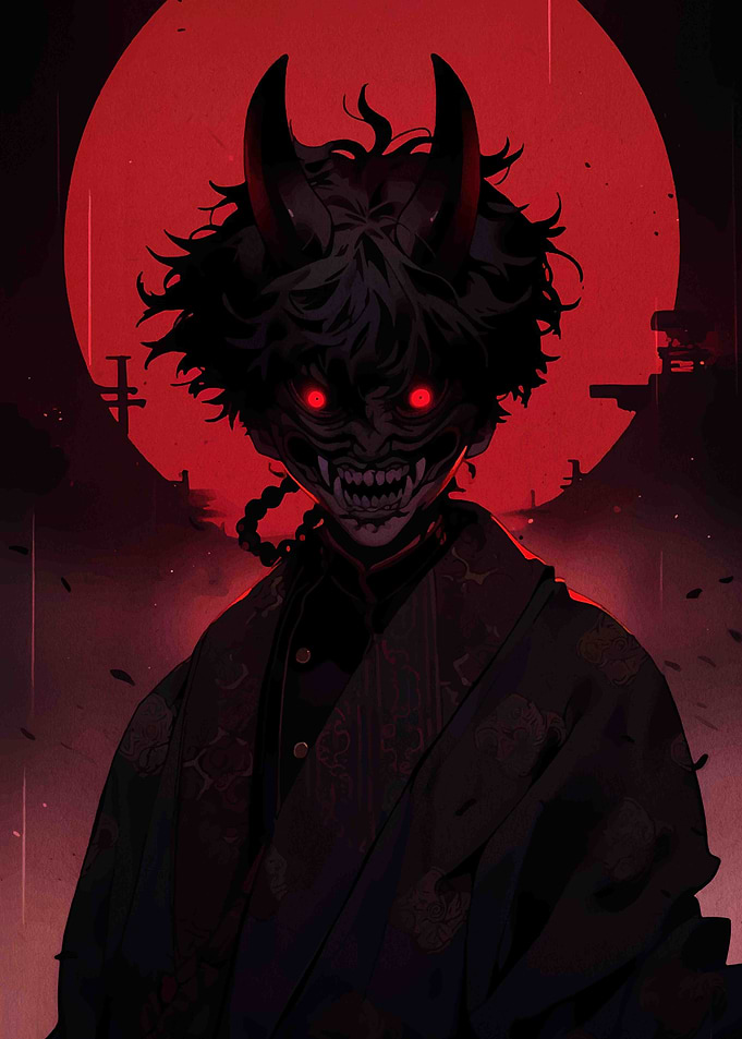 Demon Boy with Red Eyes