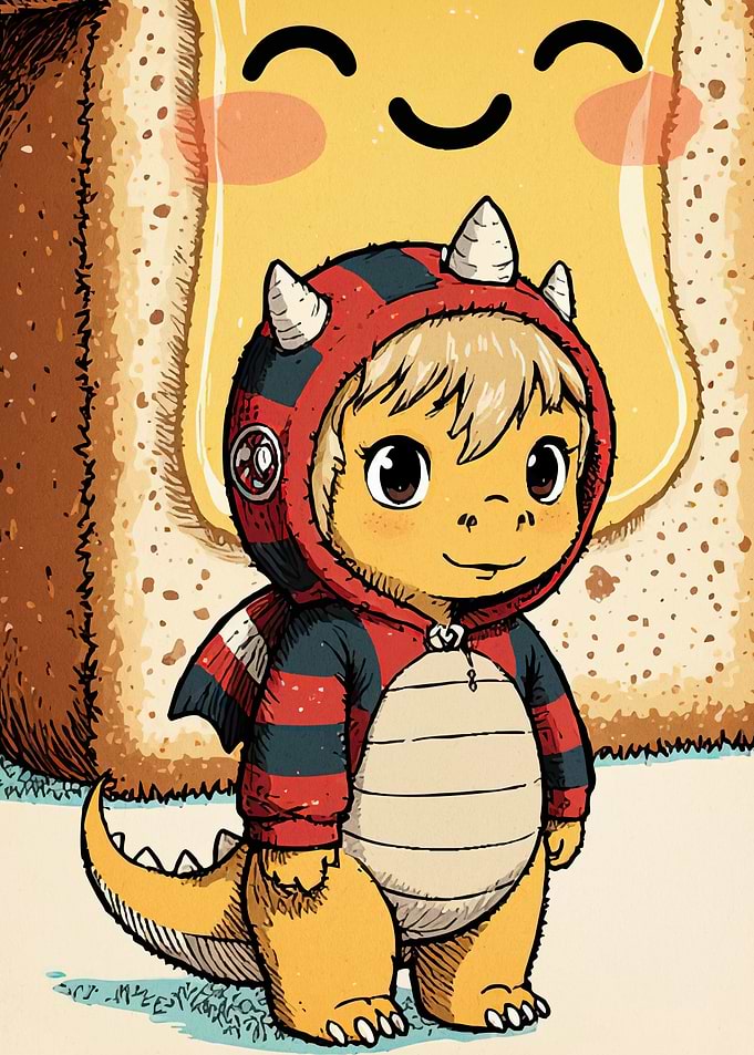 Dragon Child Smiling Toast