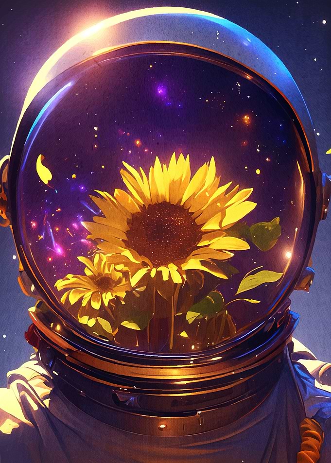Astronaut Sunflowers Space