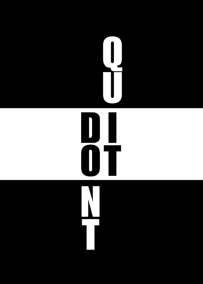 QUIDDIT Black and White Text Art