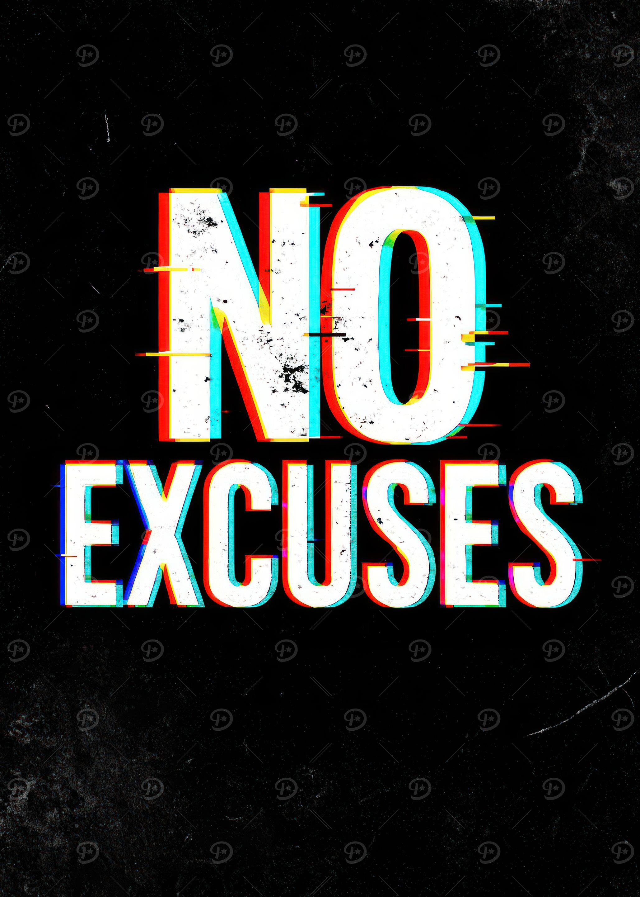 No Excuses Glitch Effect Text Art