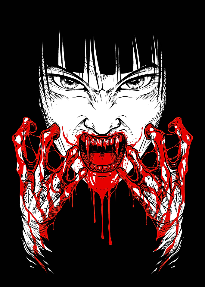 Bloody Vampire Woman Illustration