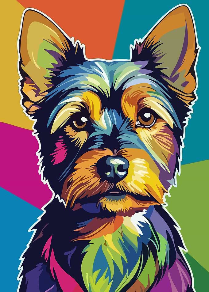 Colorful Yorkshire Terrier Pop Art Portrait
