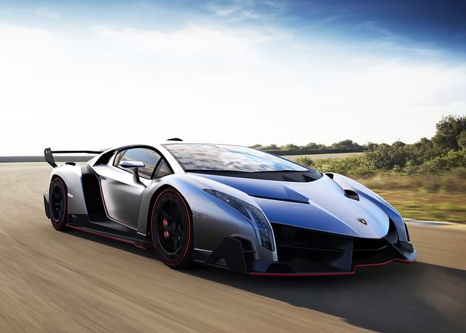 Silver Lamborghini Veneno on the Road