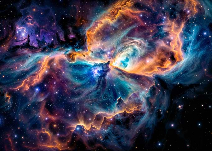 Colorful Nebula in Deep Space