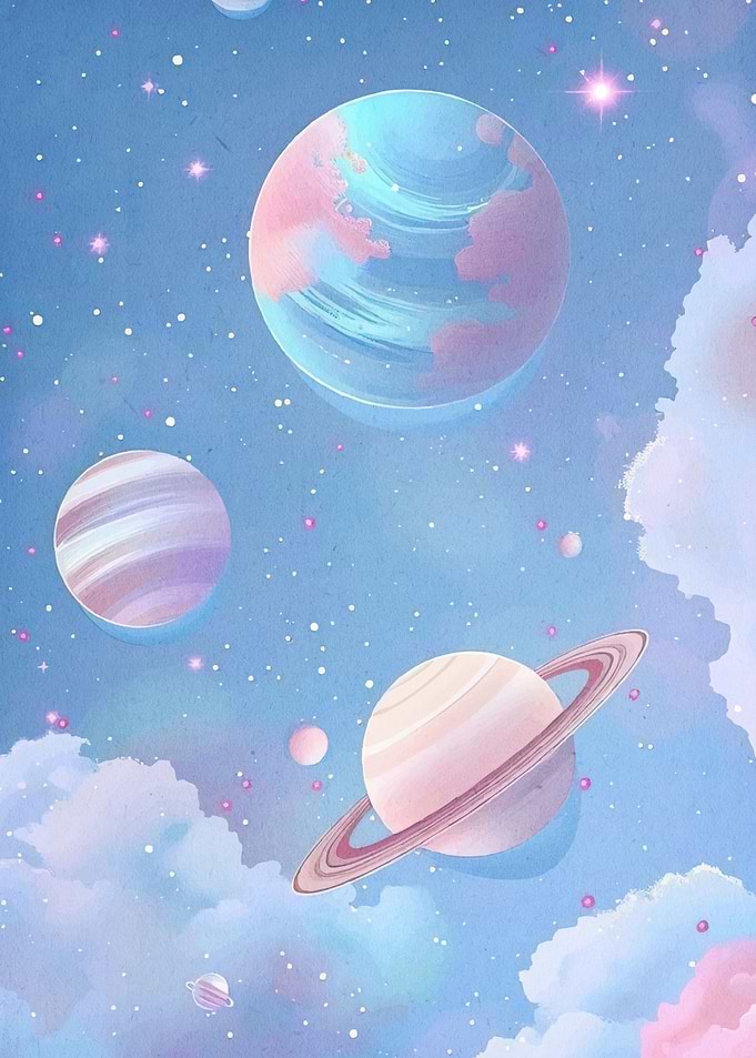 Pastel Planets Dreamy Sky