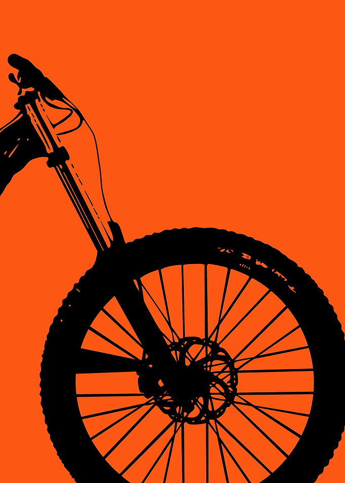 Mountain Bike Silhouette on Orange Background