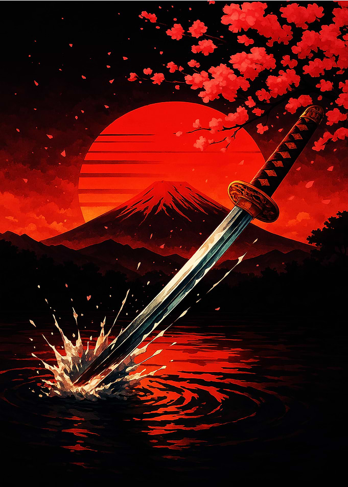 Samurai Sword at Sunset