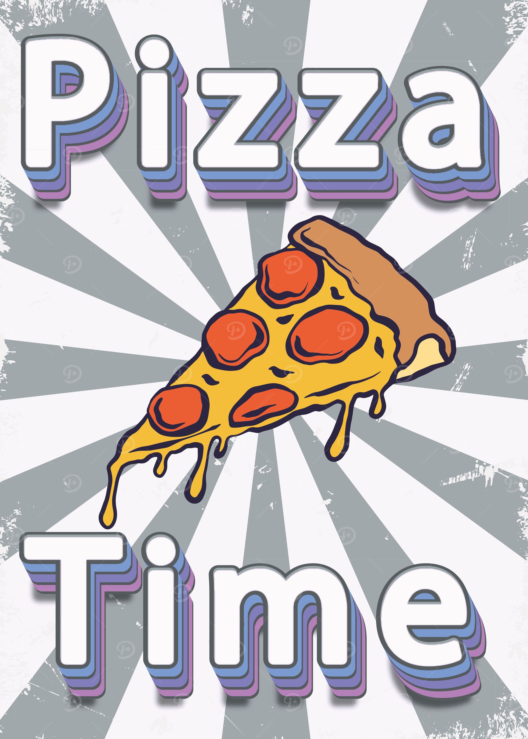 Pizza Time Retro Graphic
