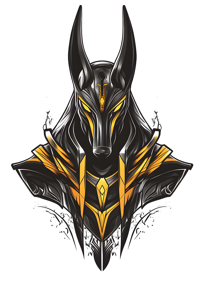 Anubis Illustration: Black and Gold
