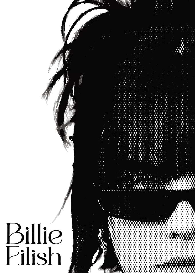 Billie Eilish Black and White Portrait