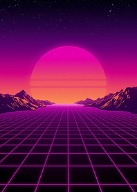 Retro Synthwave Landscape with Grid