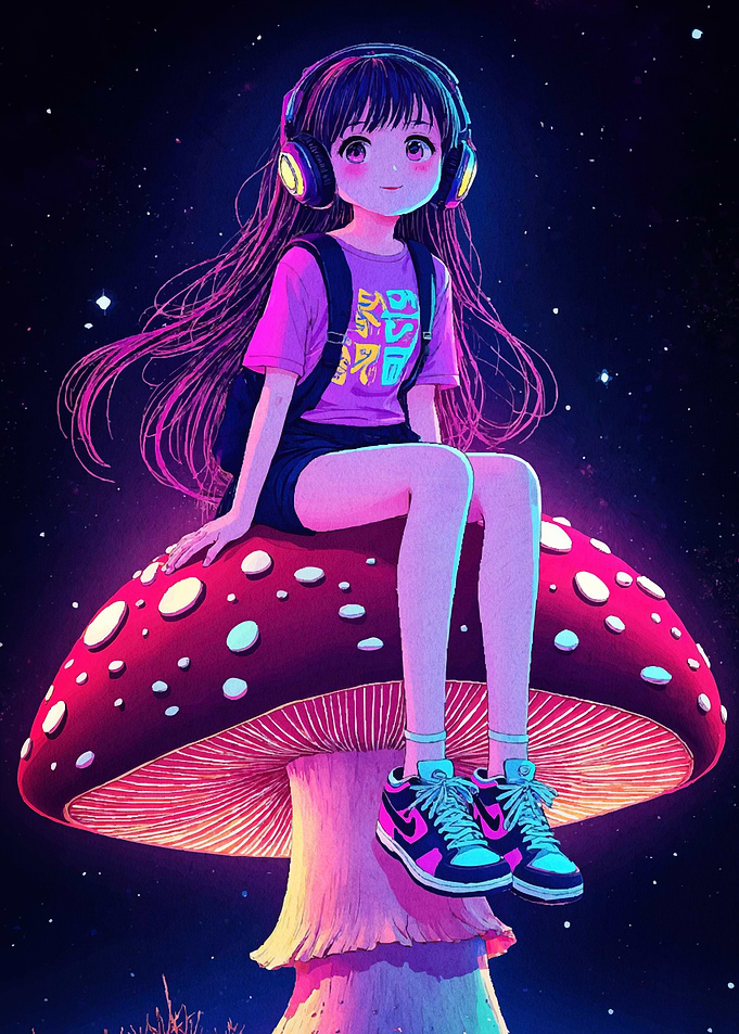 Anime Girl Mushroom Headphones