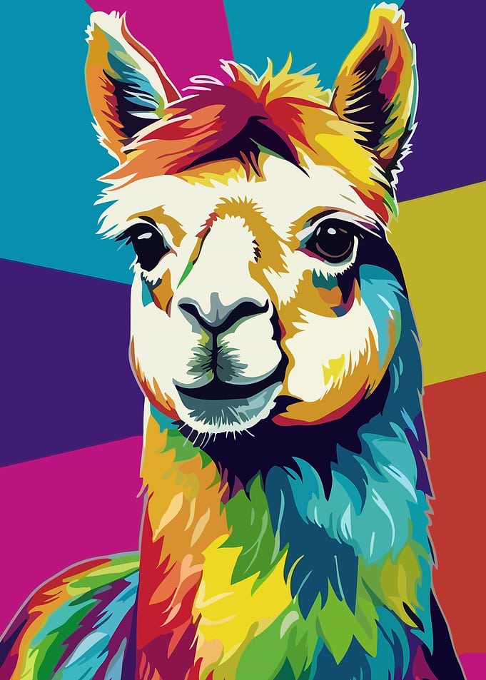 Colorful Alpaca Pop Art Portrait