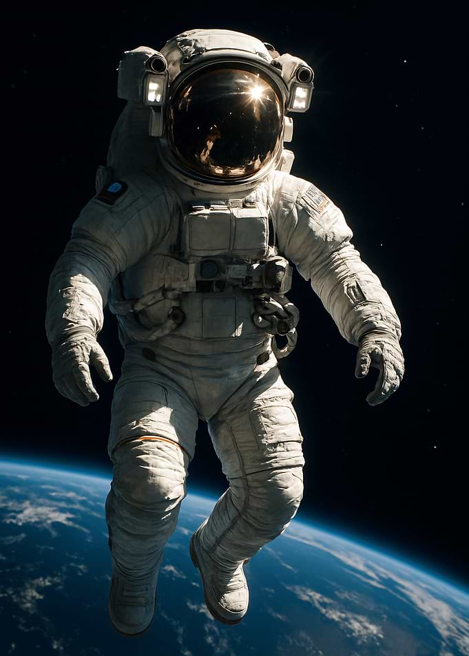 Astronaut in Space Above Earth