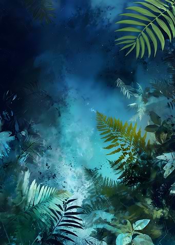 Tropical Foliage in Blue Hues