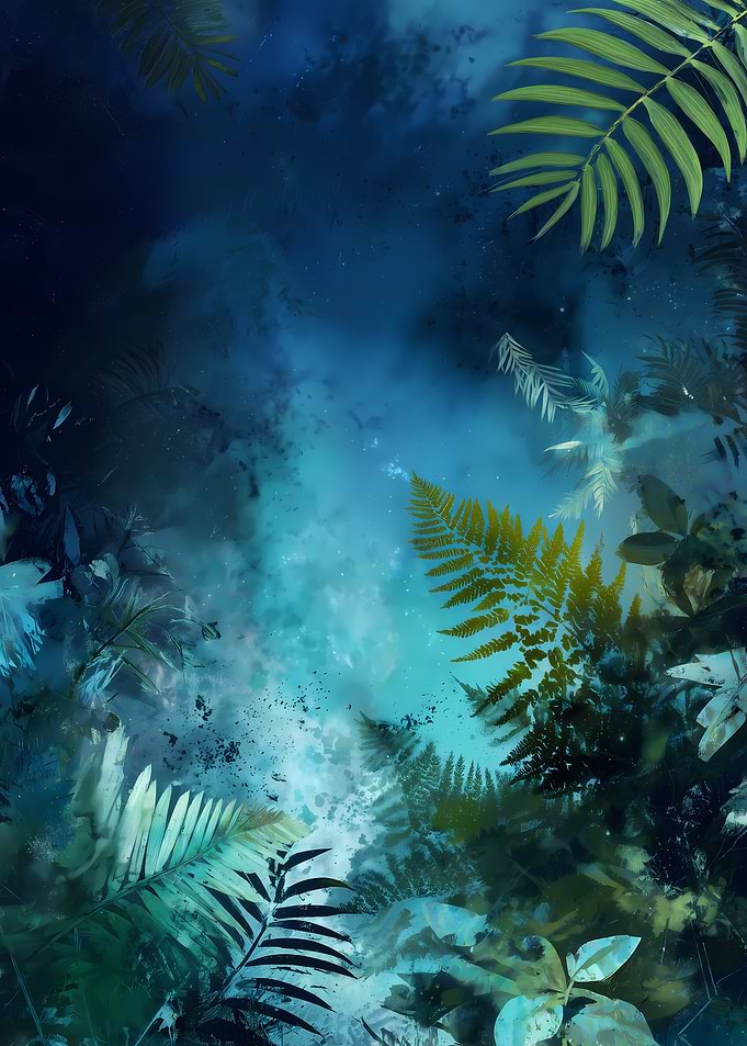 Tropical Foliage in Blue Hues