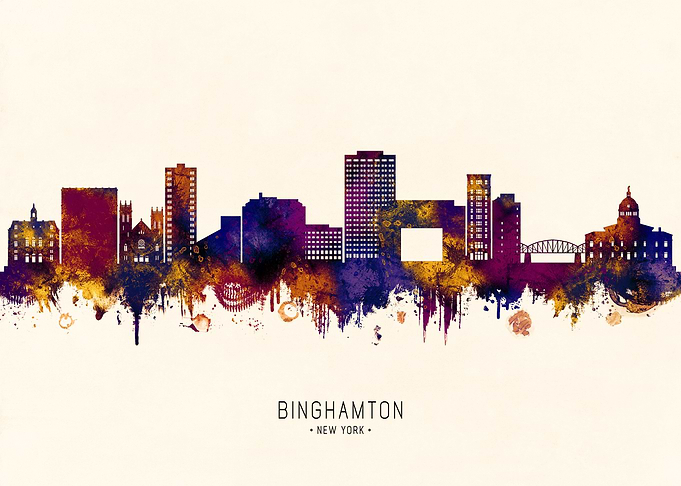 Binghamton New York Skyline Watercolor Art