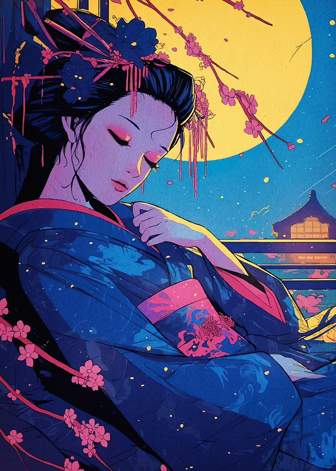 Geisha Kimono Moonlight