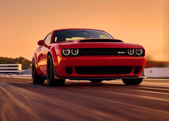 Red Dodge Challenger SRT on Track