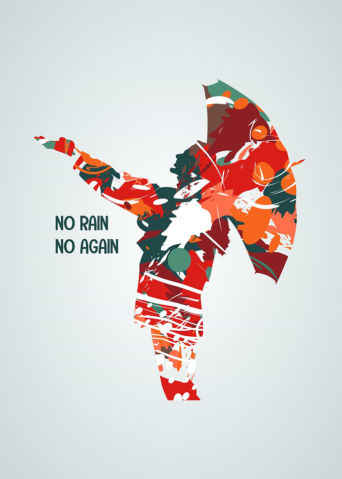 Abstract Figure with Umbrella, 'No Rain'