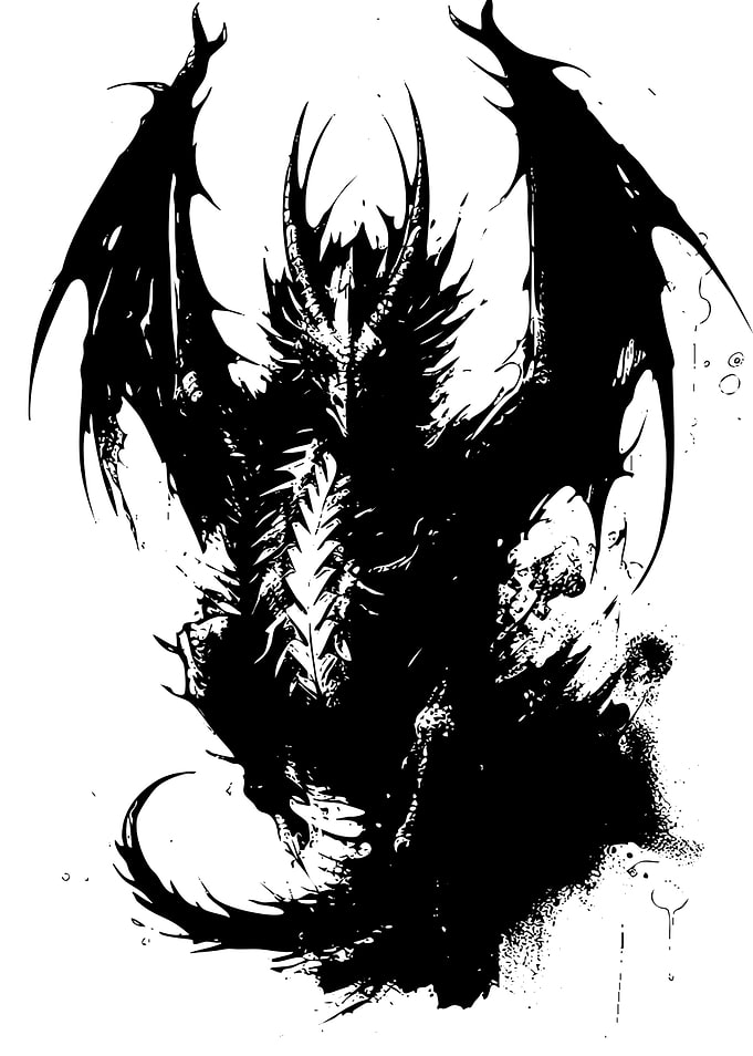 Black Dragon Ink Illustration