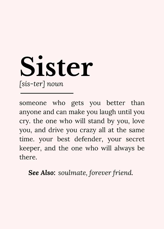 Sister Definition Typography Art Print