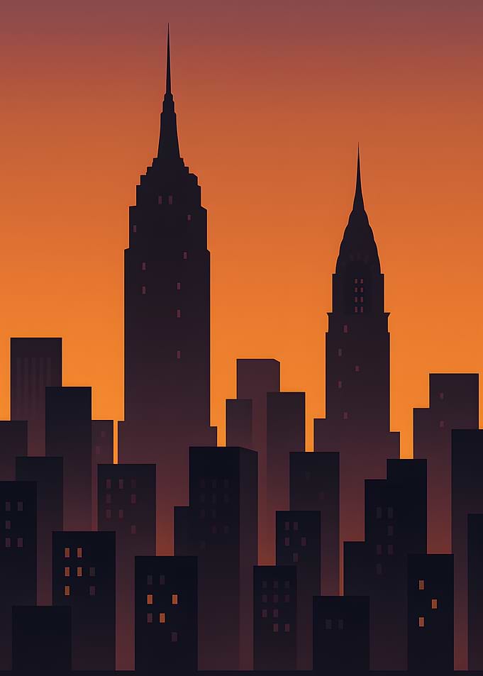 Cityscape Silhouette at Sunset