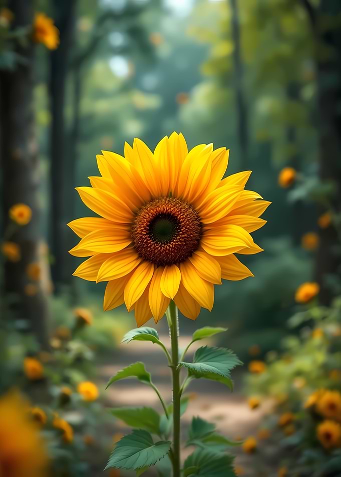 Vibrant Sunflower in Forest