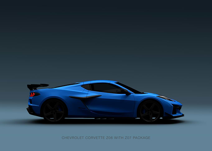 Blue Chevrolet Corvette Z06 with Z07